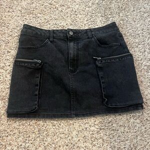 Love, Fire Charcoal Denim Skirt